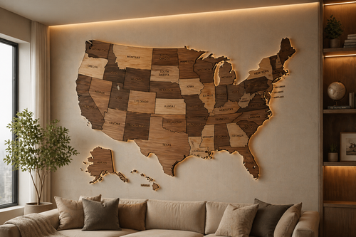 3D Wooden USA Map