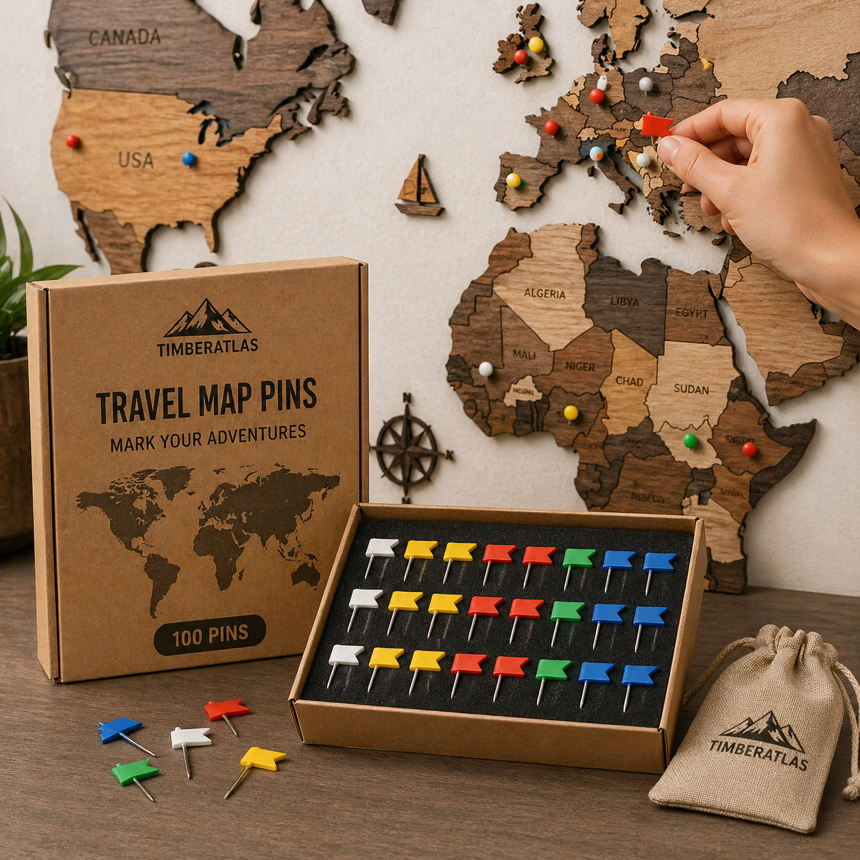 Travel Map Pins – Mark Places You've Been (100 Pins)